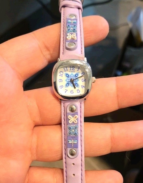 Timex Butterfly Watch, Kids Or Women, Purple And Blue, New Battery EUC C207