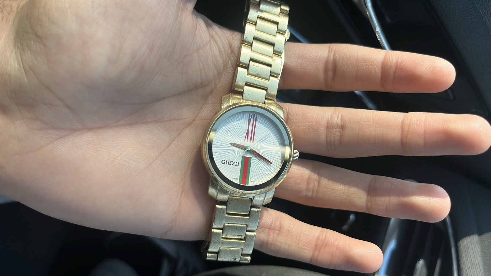 Gucci G-Timeless 38mm Quartz 30m Gold-Tone Bracelet Silver Dial Web Stripe