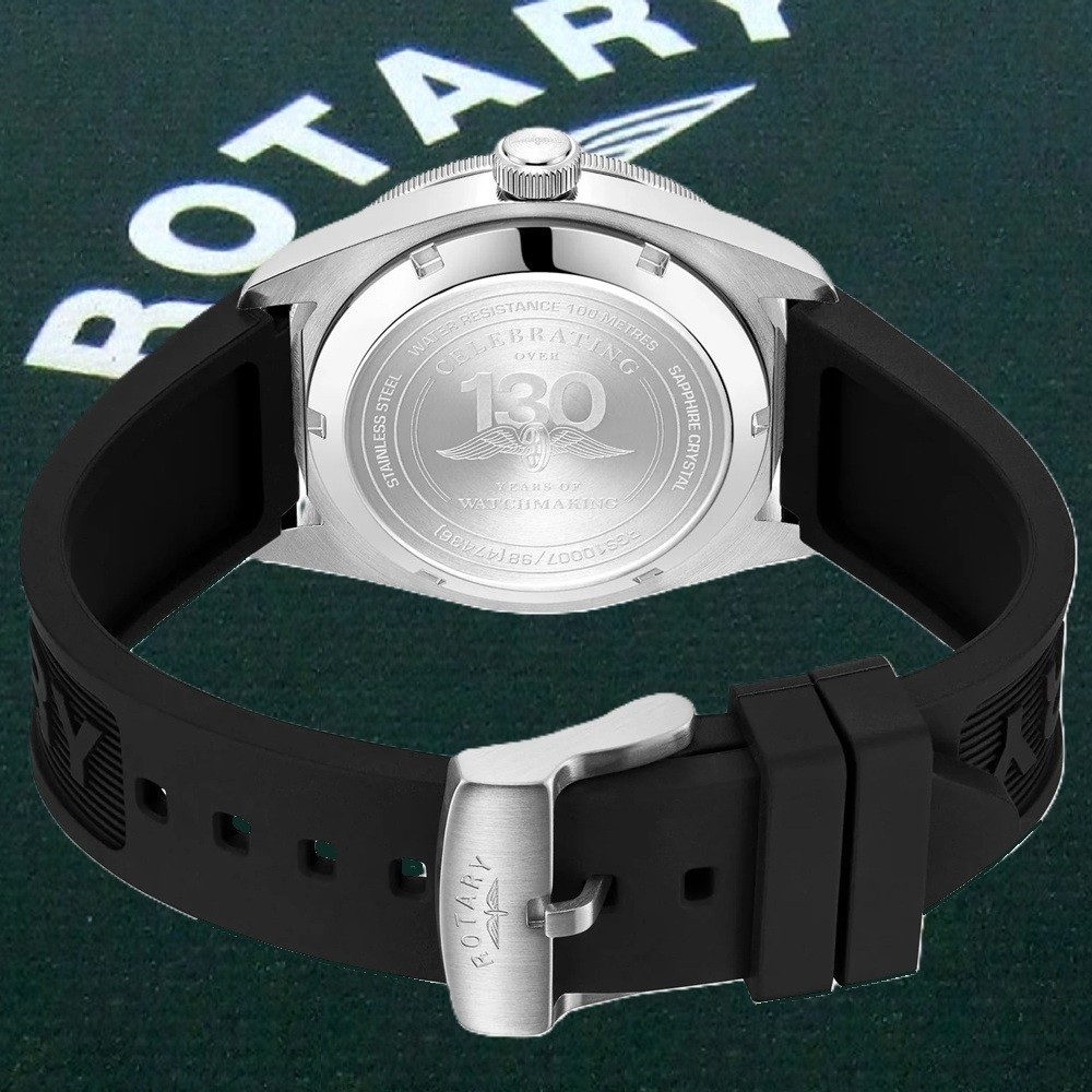 Rotary RGS10007/98 Apex 100 Watch RRP £159.00 Silicone Rubber Strap 2Yr Guar