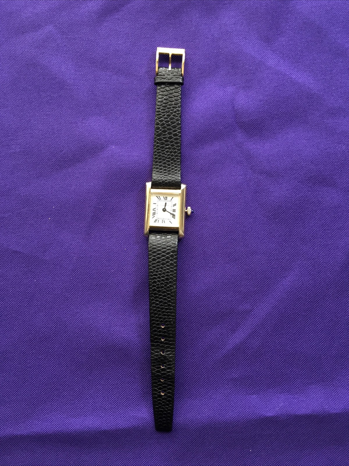 VTG Must de Cartier Tank Vermeil 18K Gold/925 Manual Women Watch Original Buckle