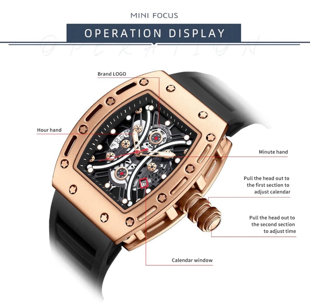 Luxury Skeleton Watch Piece | Rose