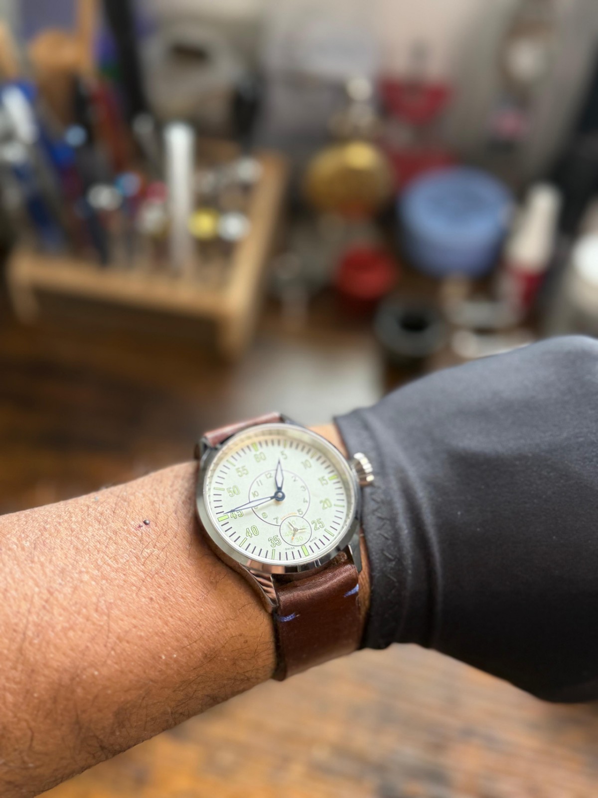 Pilot Challenger Arctic Watch Rare Swiss made ETA 6498 movement handmade Strap