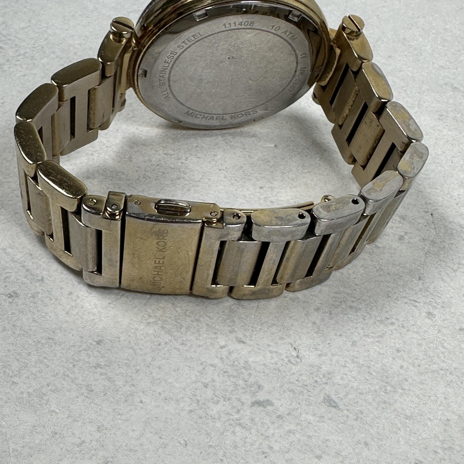 Michael Kors Watch Womens 40mm Champagne Dial Crystal Bezel Skylar Gold Tone
