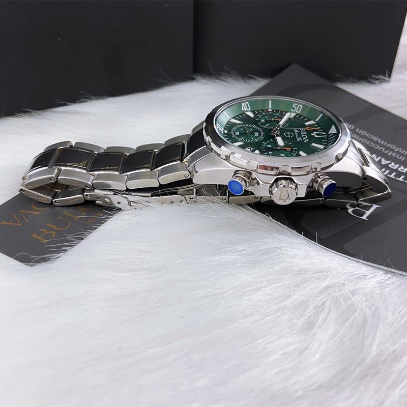 Men New Bulova Classic Green Marine Star Stainless Steel 96B396 Watch (43MM)