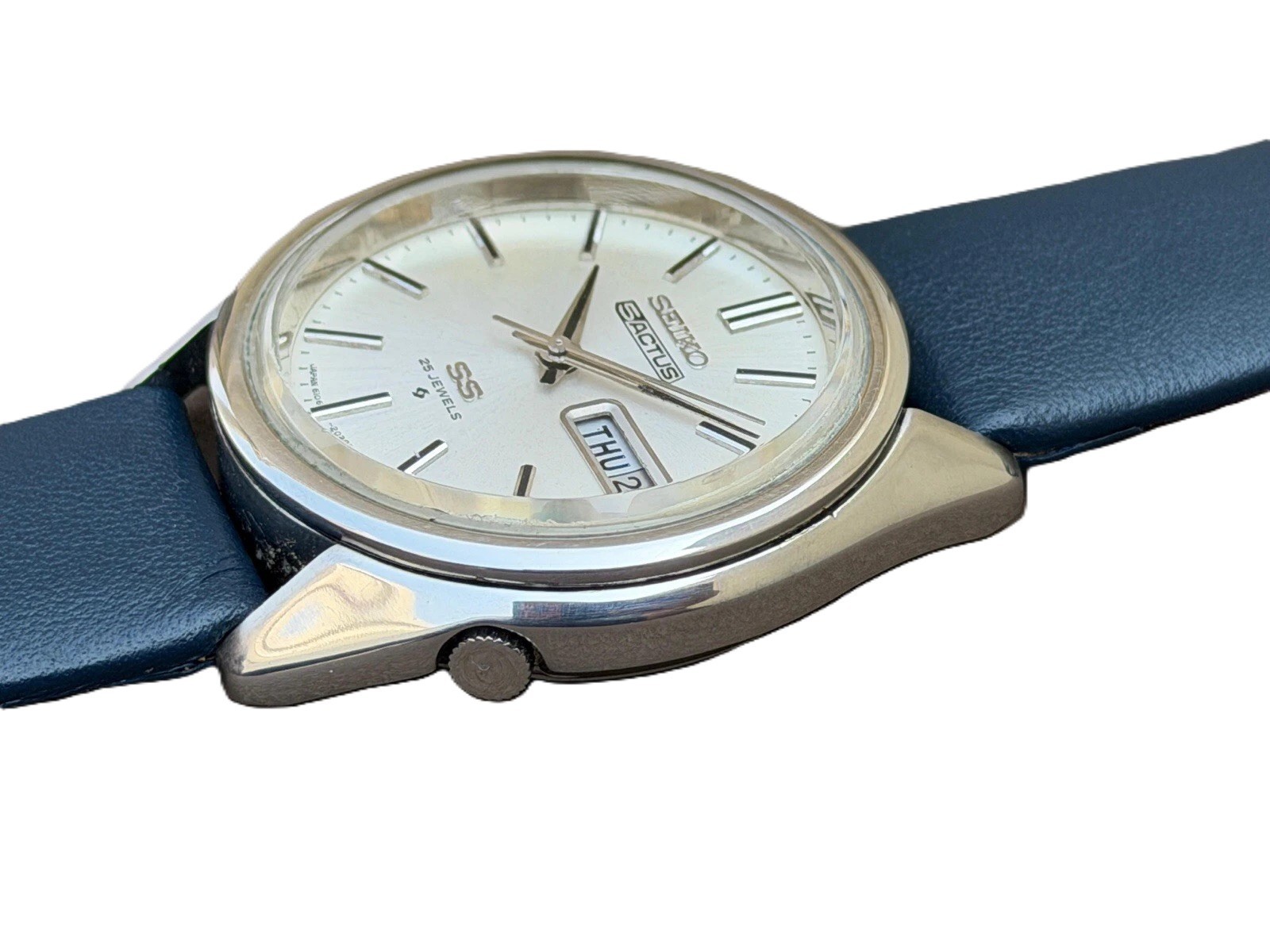 Vintage Seiko 5 Actus SS Automatic Silver Dial Day Date Men’s Watch 25 Jewels