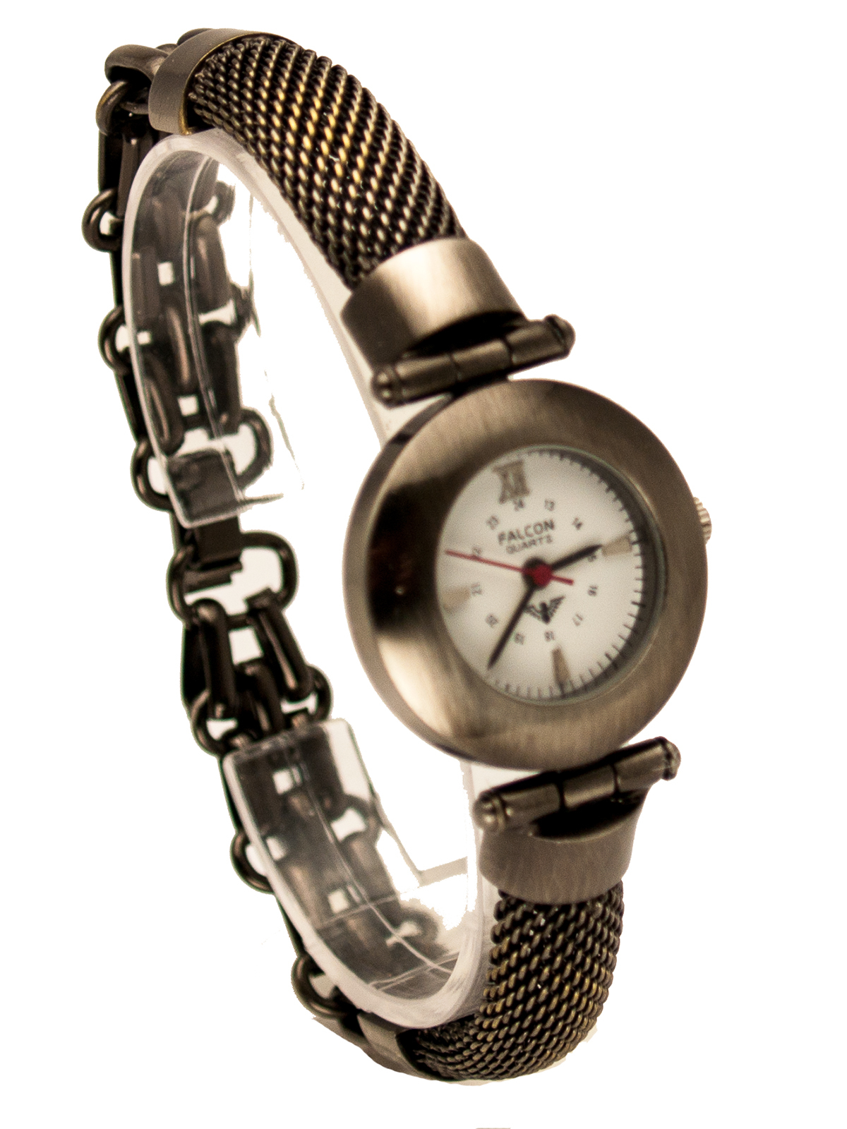 FALCON:WOMEN’S STAINLESS STEEL ANTIQUE BRONZE METAL BRACELET ANALOG WATCH