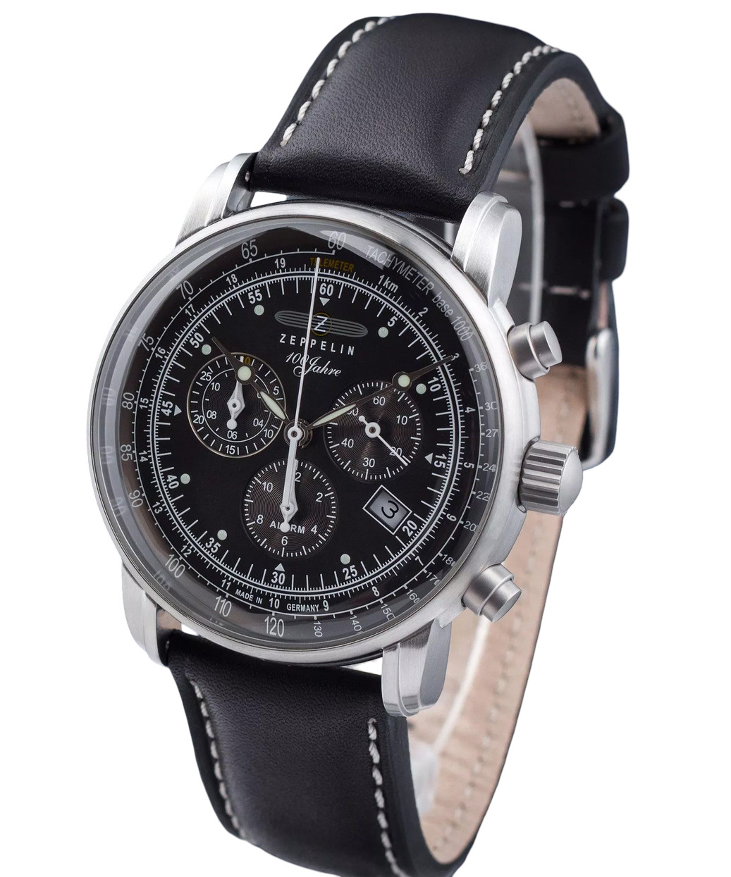Zeppelin Gray Dial Men’s Watch Alarm 100 Years Chronograph Date 7680-2