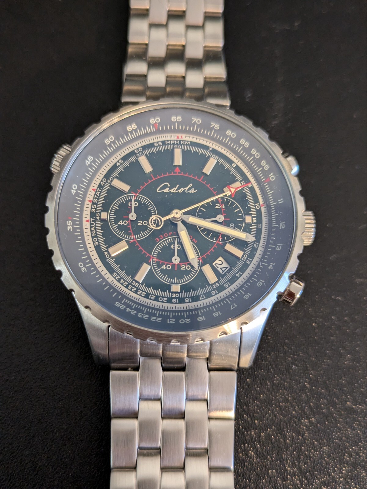 Cadola Volaron Chronograph Watch Inner Rotating Bezel 100M Pilots