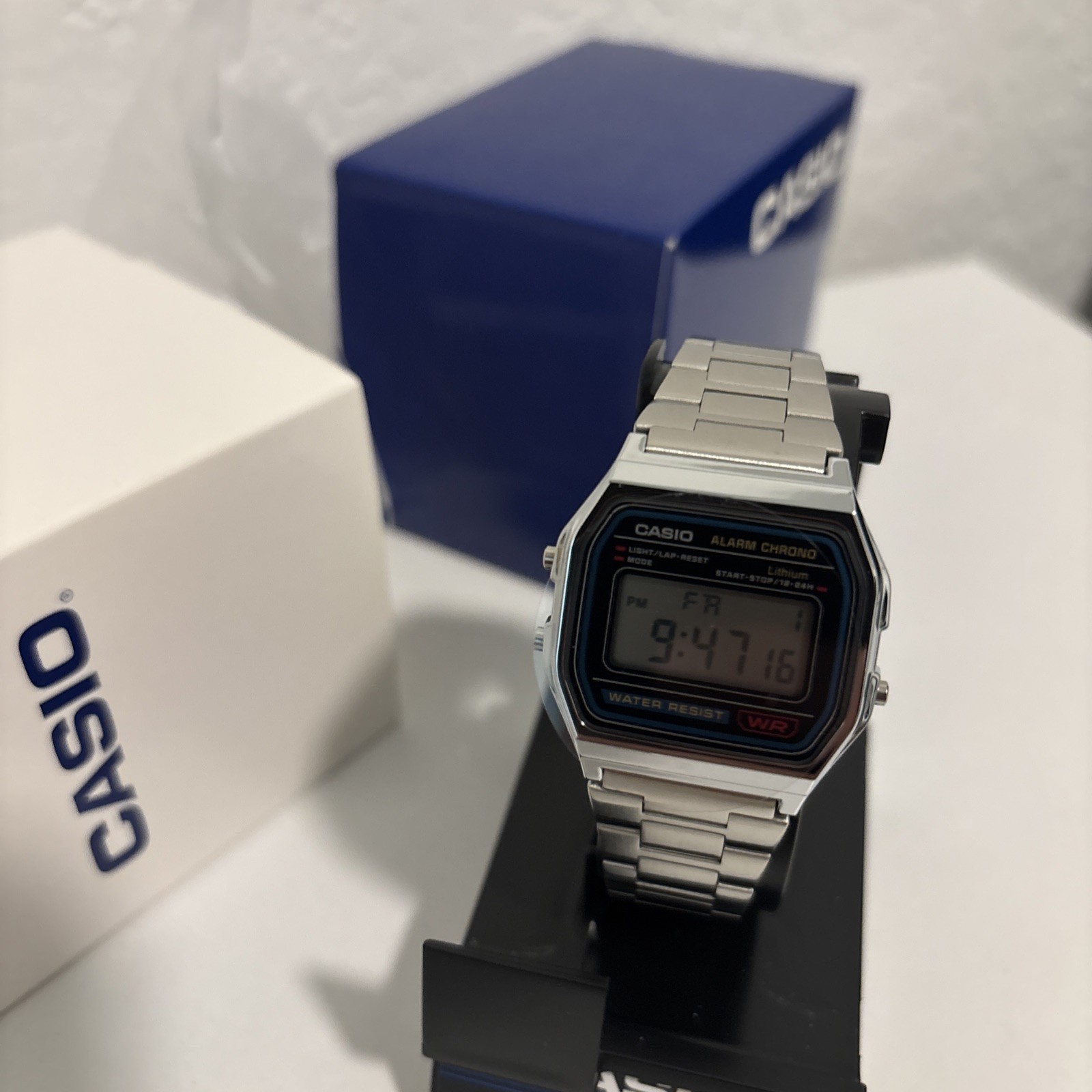 Casio A158WA-1CR, Classic Digital Watch, Alarm, Chrome New