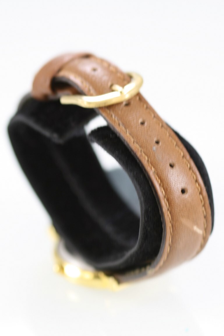 Folio Women Watch Stainless Steel Gold Water Resist Brown Leather Battery Quartz