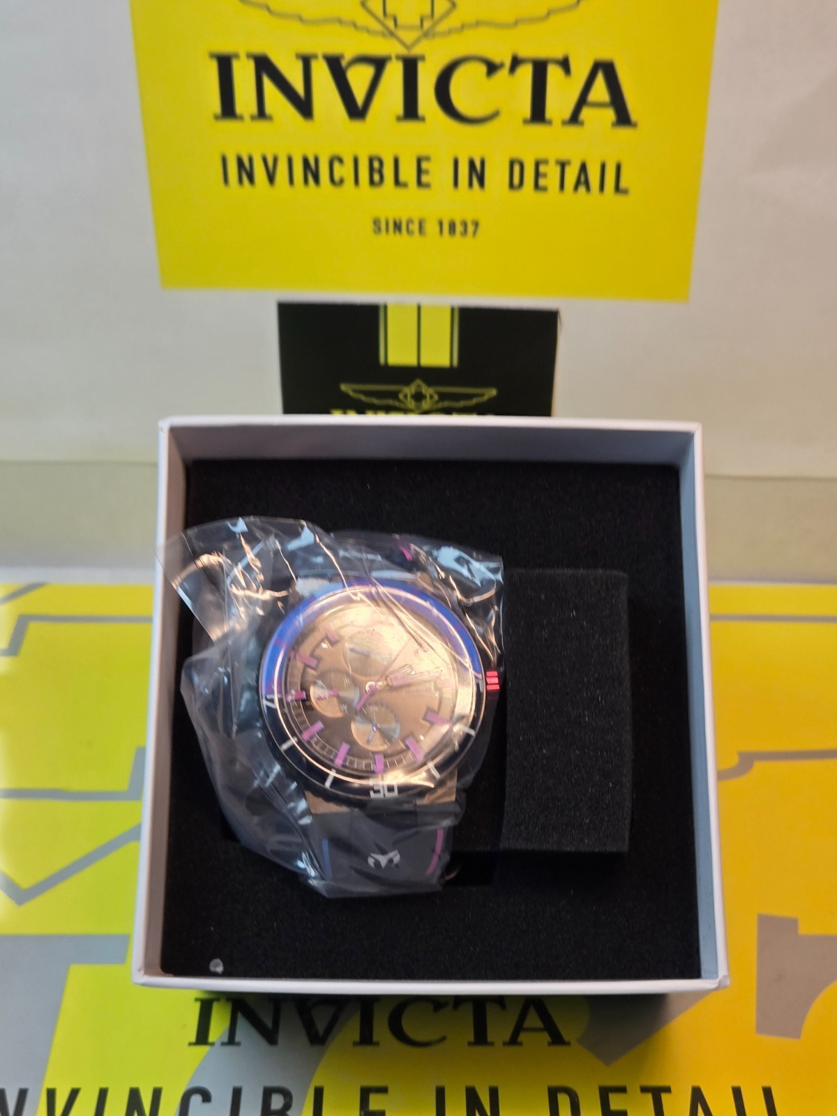 INVICTA TechnoMarine Racing Legends Mens Watch 43mm Blue w/ Blue & Pink DIal NEW
