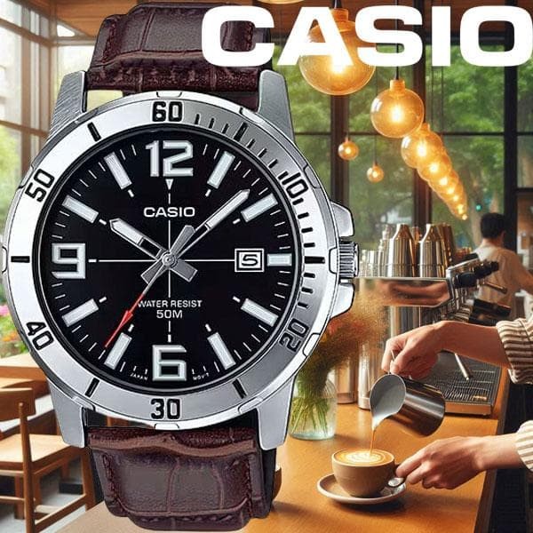 Brand new Casio imported men’s 50m water-resistant simple black and silver w