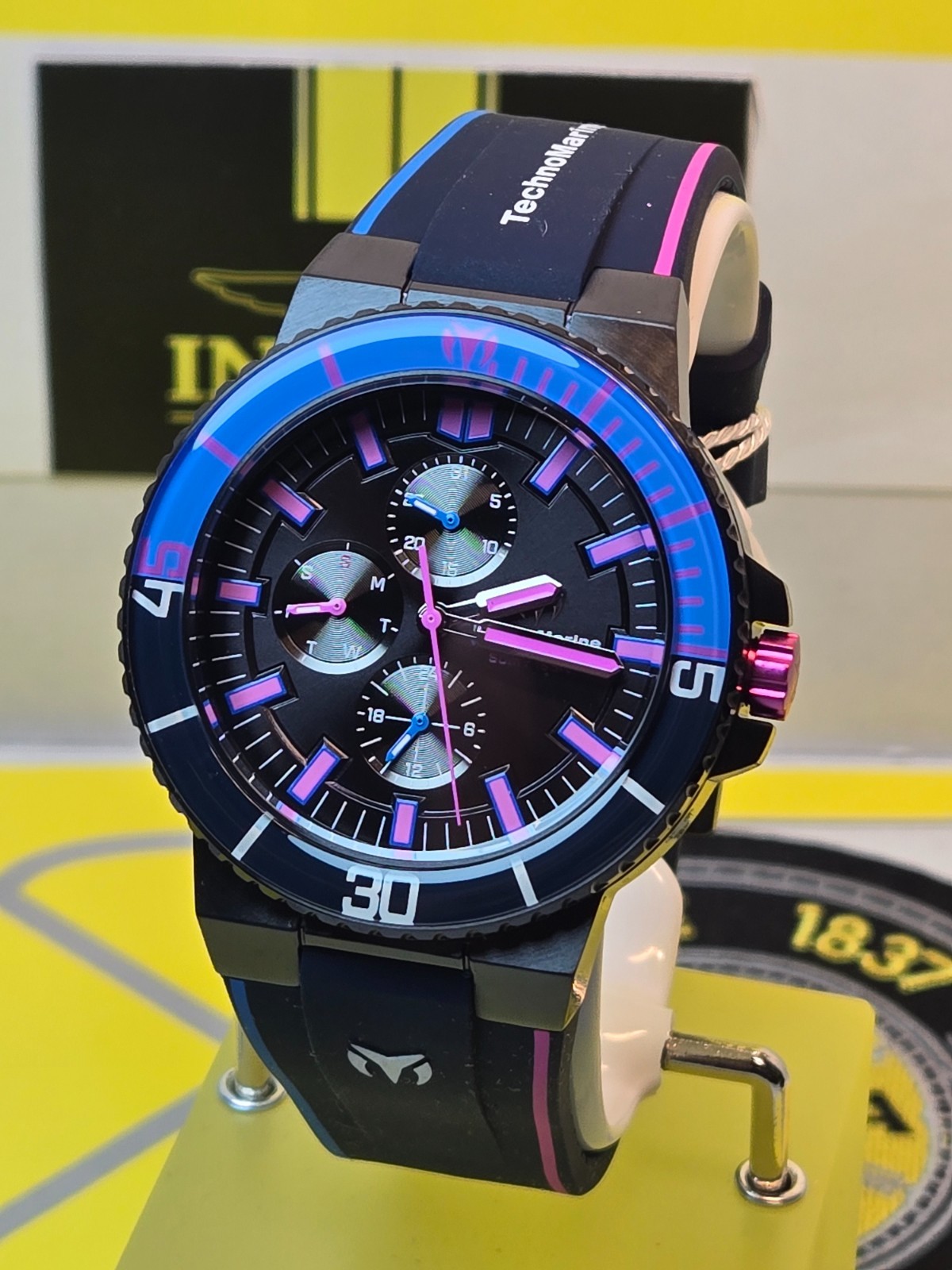 INVICTA TechnoMarine Racing Legends Mens Watch 43mm Blue w/ Blue & Pink DIal NEW