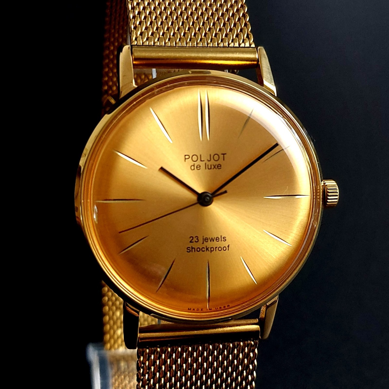 Vintage Wristwatch NOS Poljot De LUXE Ultra Slim Soviet Men’s Watch 23 Jewels