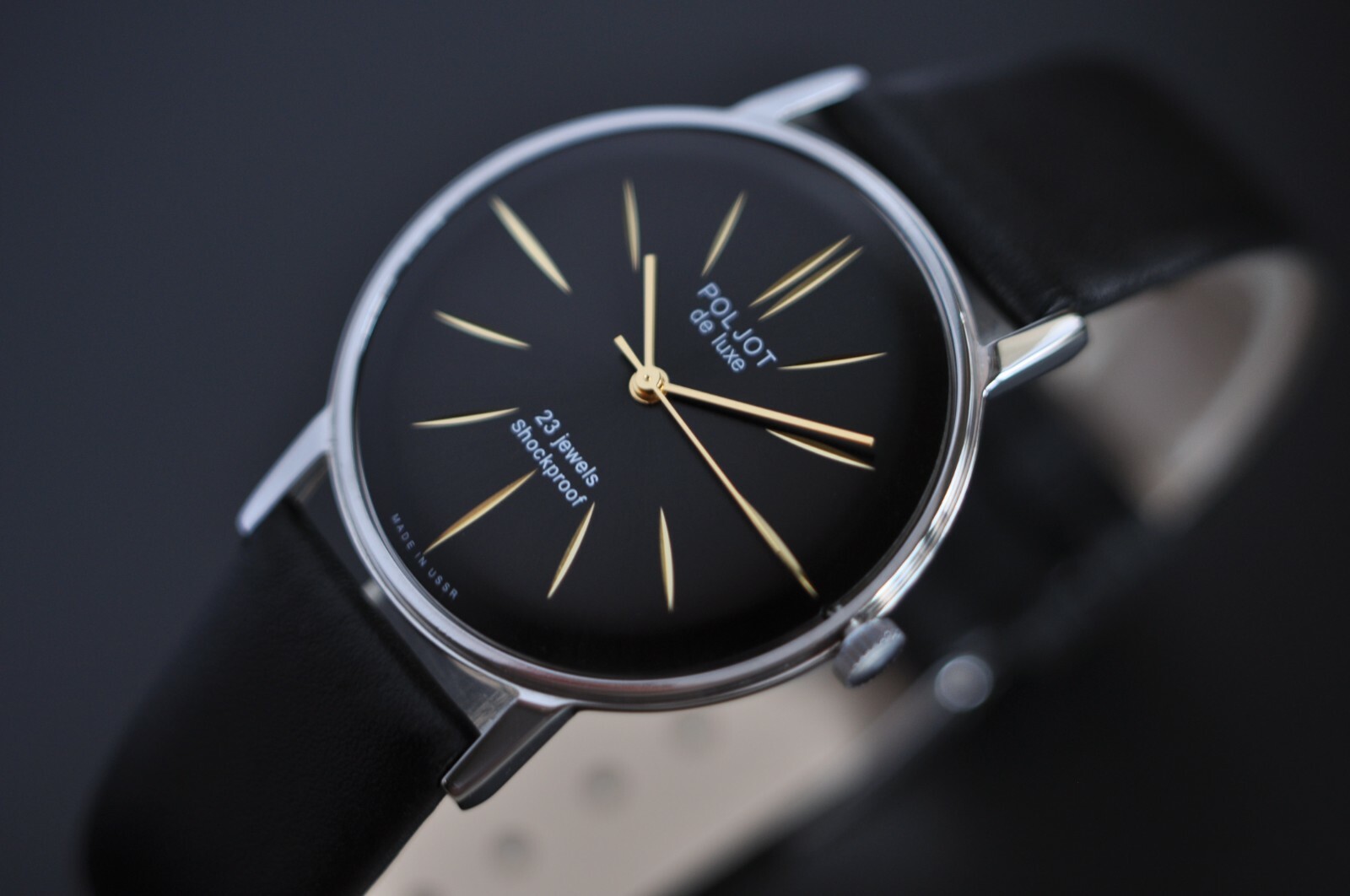 NOS! Poljot De LUXE Extra SLIM Watch Men’s Vintage USSR Case St.Steel R.