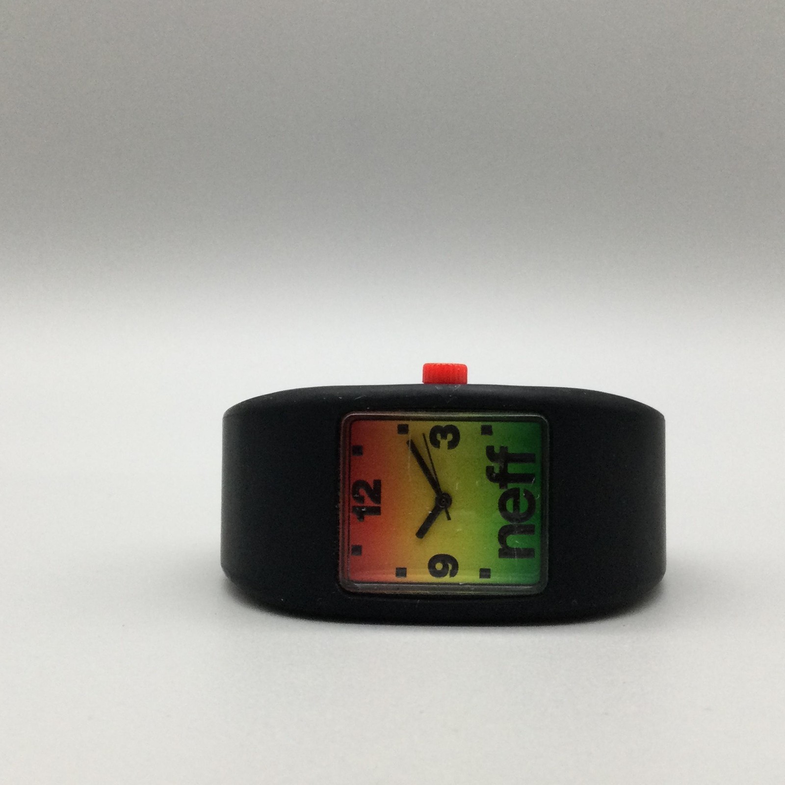 Neff Bandit Women Watch 28mm Multicolor Dial Black Silicone Cuff New Battery