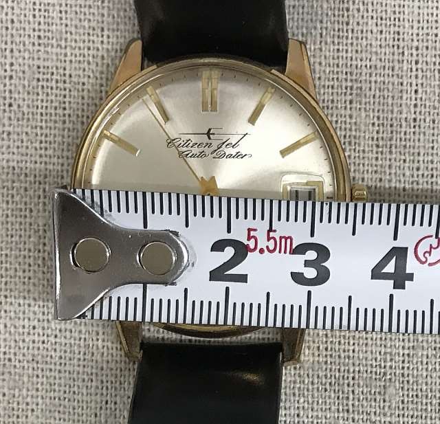 Citizen Jet Auto Dater Automatic Watch Vintage Gold Tone Leather Strap #M-1106