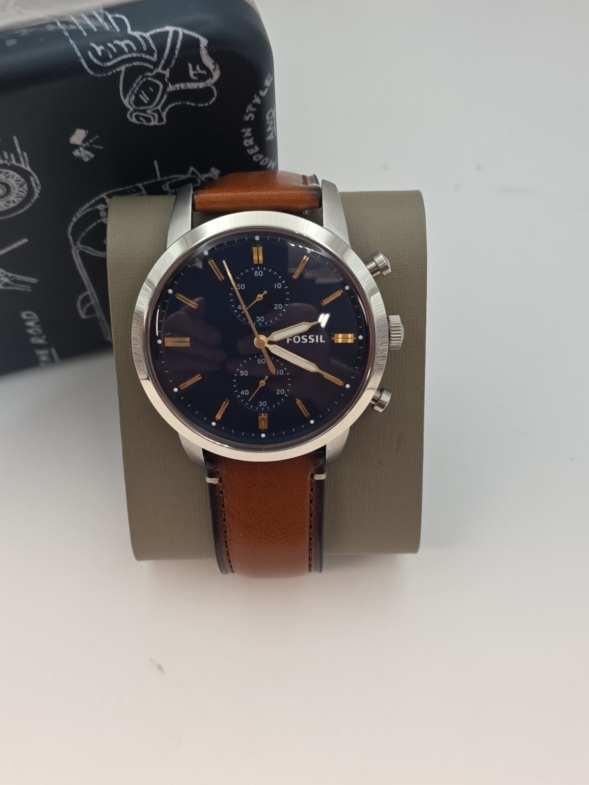 Fossil Men’s Chronograph Townsman Light Brown Leather Strap Watch 44mm FS5279 –