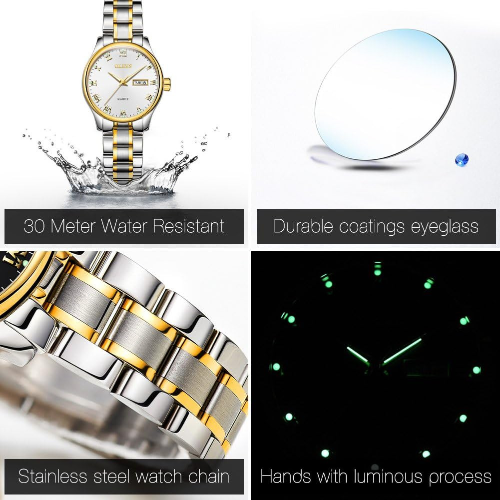 Valentines Couple Pair Quartz Watches Luminous Calendar Date Window 3ATM Waterpr