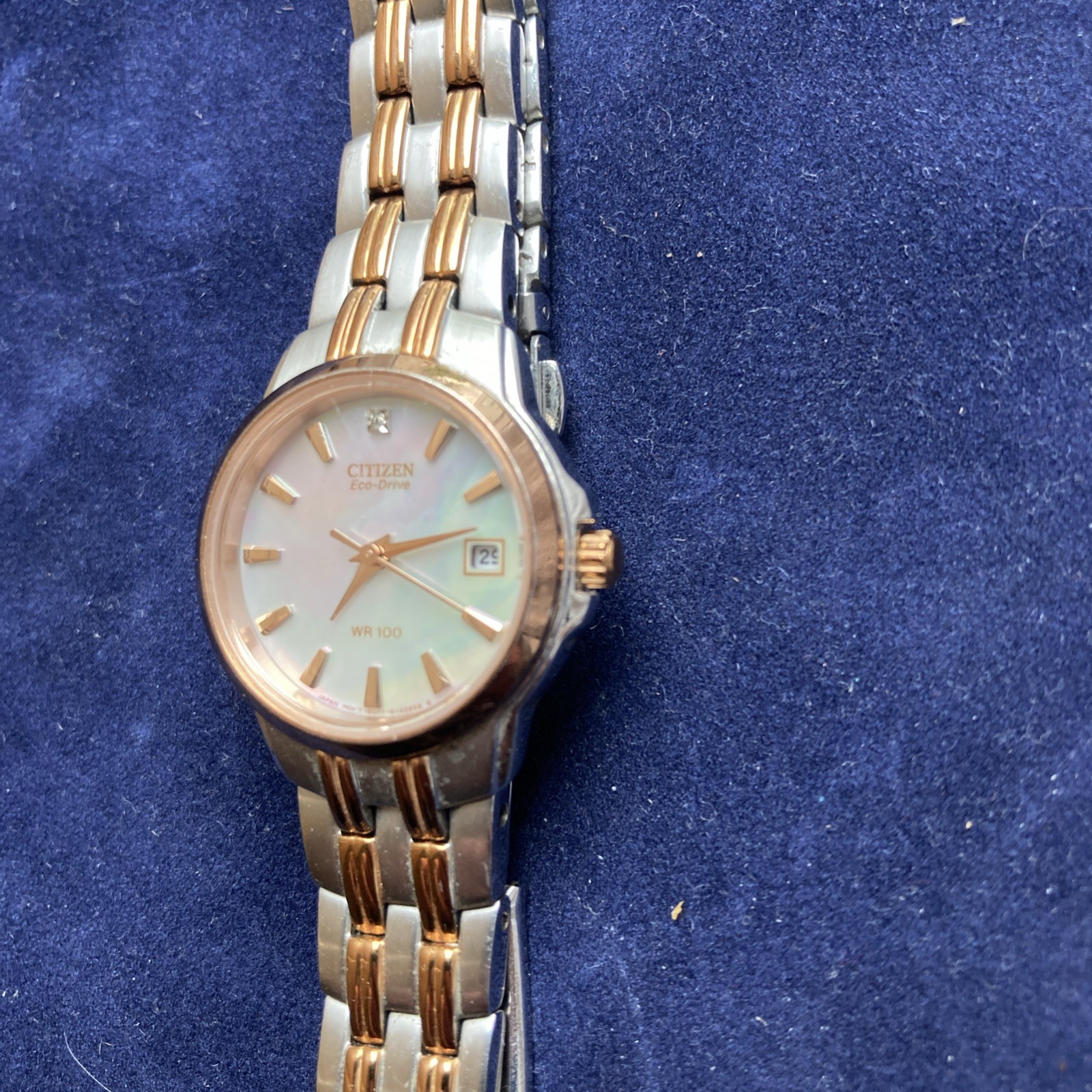 Citizen Ladies Eco Drive White Dial Date Two Tone Bracelet Watch EW1264-50A