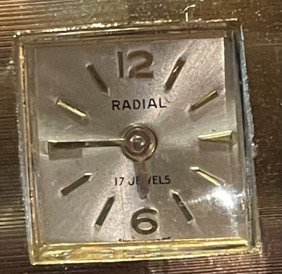 Ladies Peekaboo Watch Celestial Bangle Cuff RADIAL 17J W. Germany R. Gsell & Co.