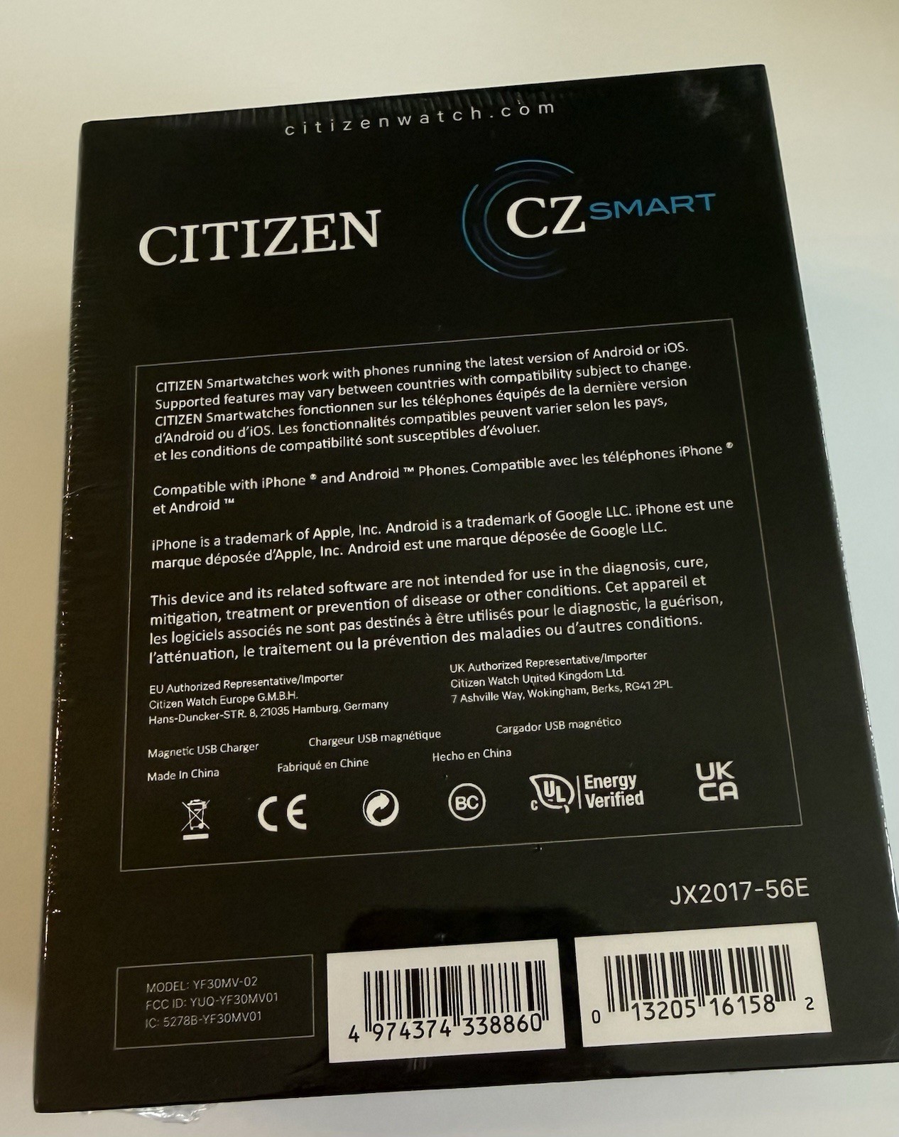 Citizen CZ Smart Watch Hybrid JX2017-56E Black Dial Black Bracelet Men’s