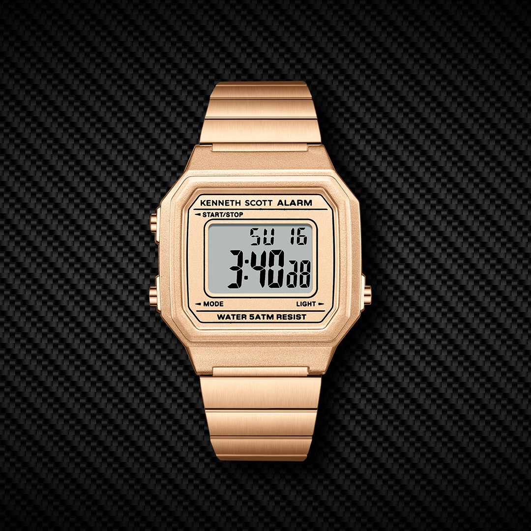 Kenneth Scott Women’s Digital Watch | Rose Gold Dial, 43mm, 50 m (5 ATM)