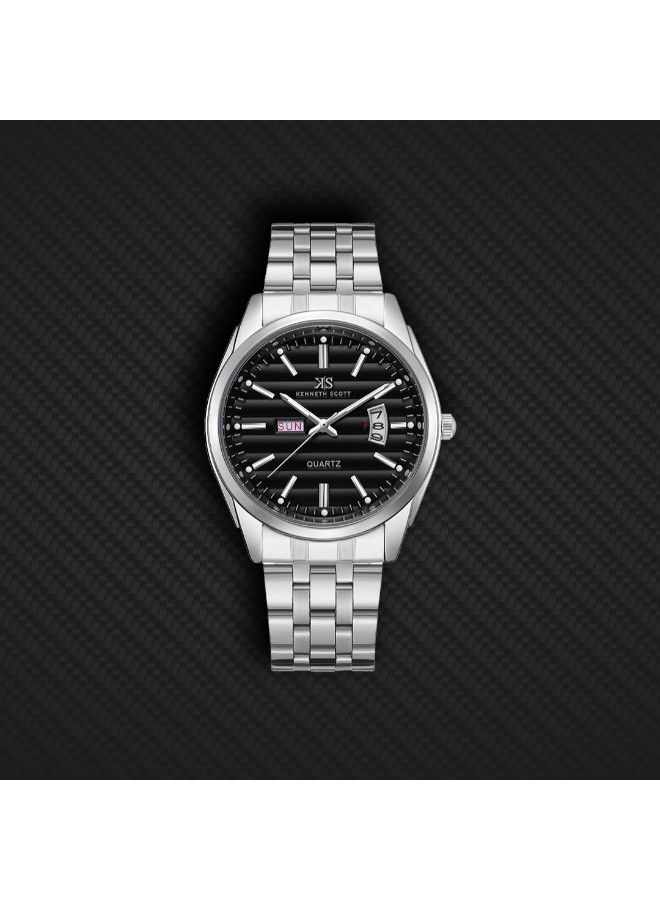Kenneth Scott Men’s Analog Watch | Black Dial, 40mm, 30 m (3 ATM)