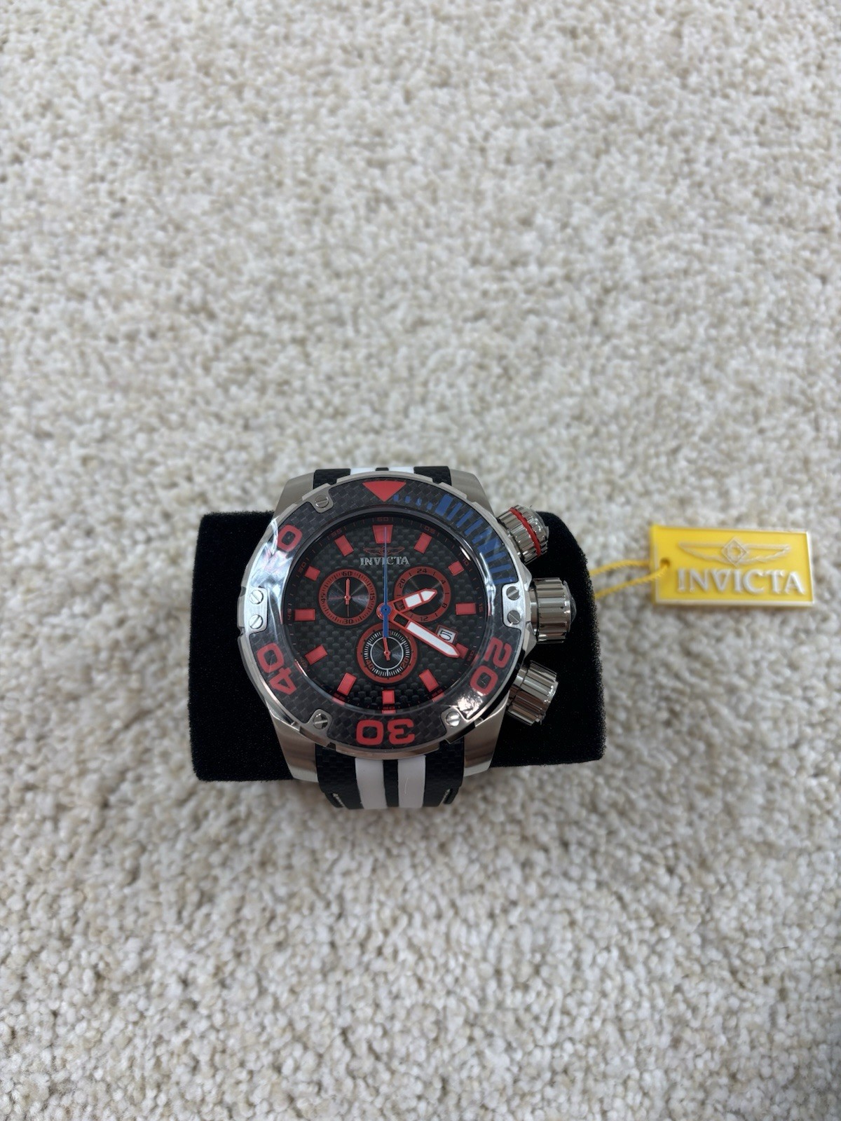 Invicta Sea Hunter Mens Watch Chrono Quartz 48992 New Black White Blue Red 52mm