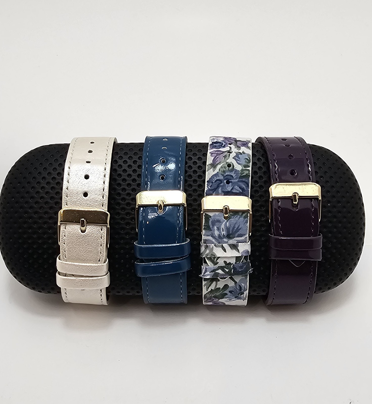 Geneva Quartz Wristwatch Stainless Steel Blue White Purple Floral Strap Watch