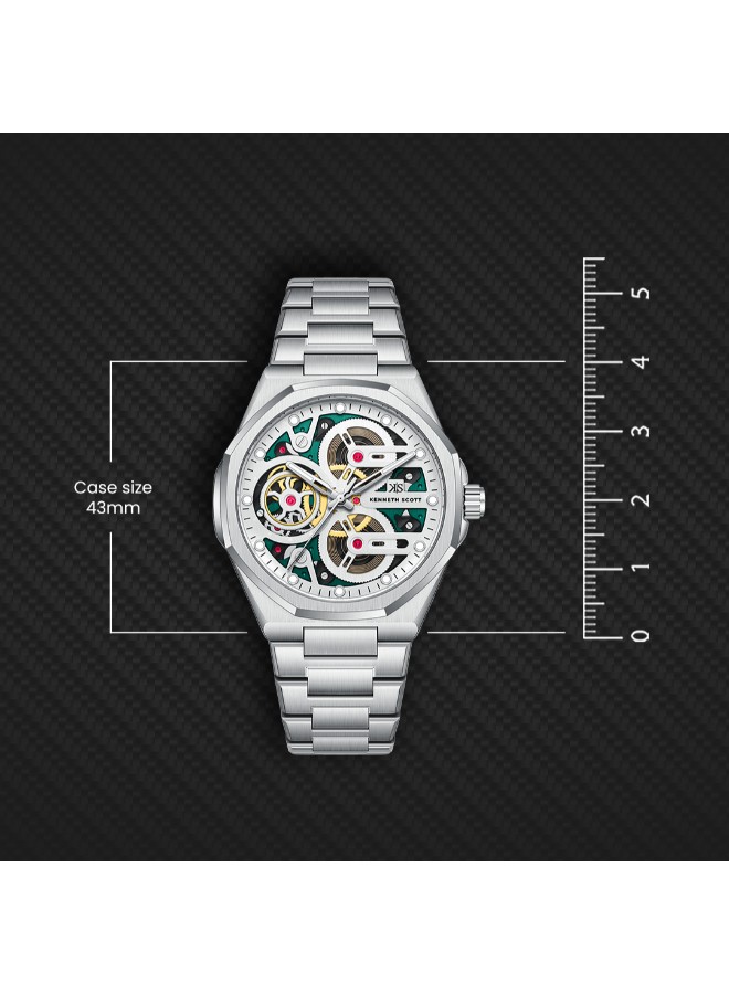 Kenneth Scott Men’s Analog Watch | Green Dial, 43mm, 30 m (3 ATM)