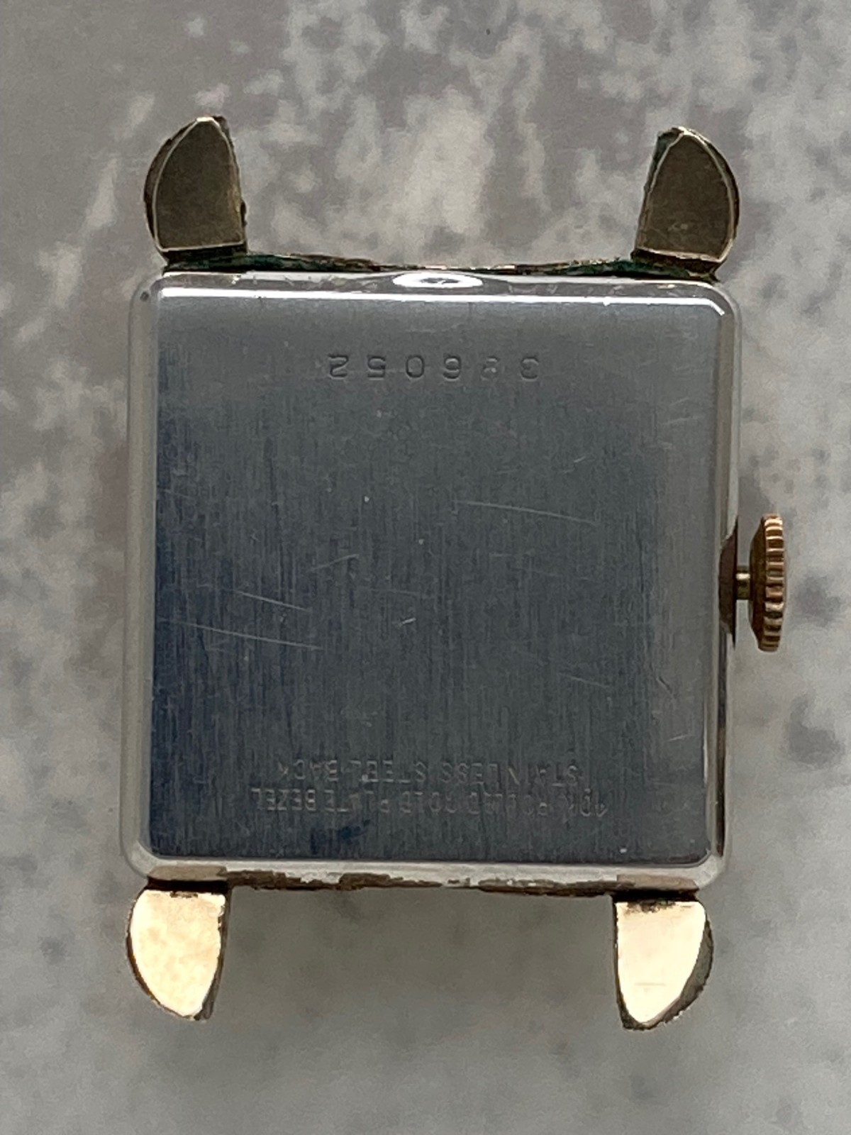 A Vintage Benrus 10K Rolled Gold and Stainless Steel Back Tank Watch
