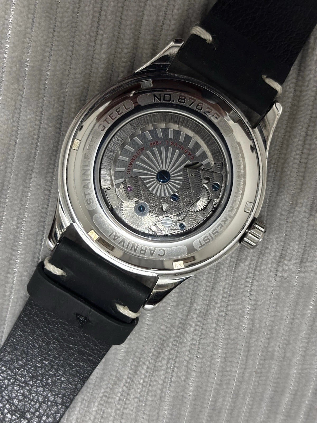 Carnival Men Mechanical Automatic Watch Energy Display Date Two Time zone