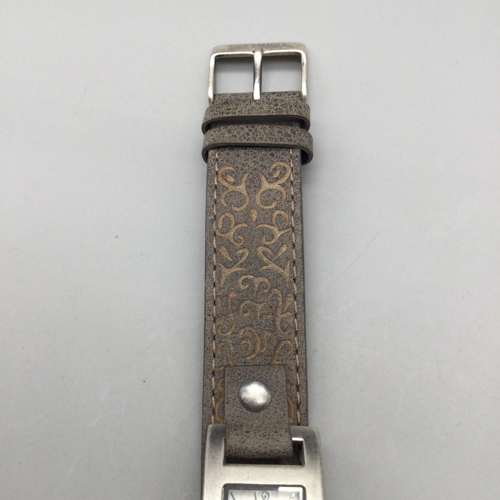 TOKYObay Womens Watch 20mm Silver Tone Brown Leather Cuff Strap New Battery