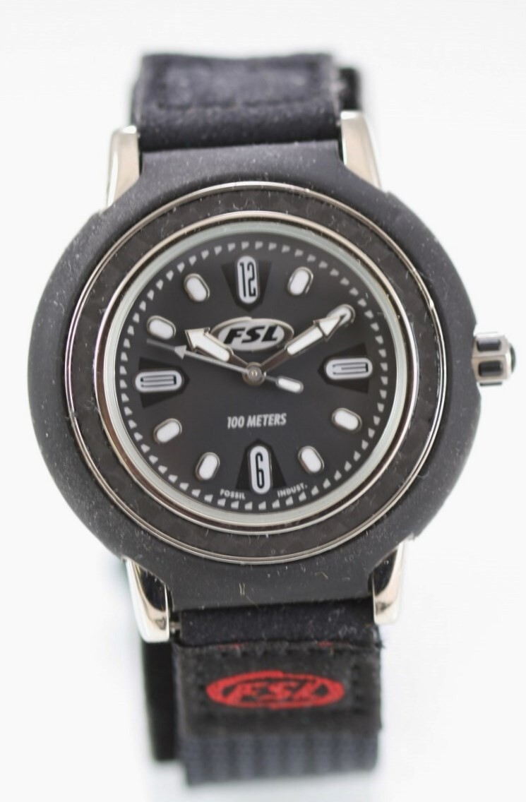 Fossil FSL Men Watch Stainless Steel Rubber 100m Black Leather Nylon Batt Quartz