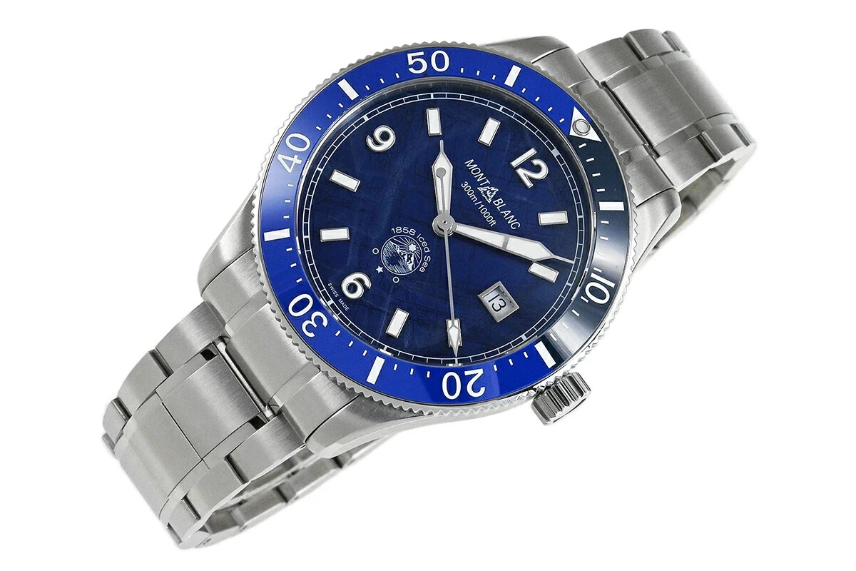 Montblanc 1858 Iced Sea Automatic Date Ceramic Steel Blue Dial Men’s – MB129369