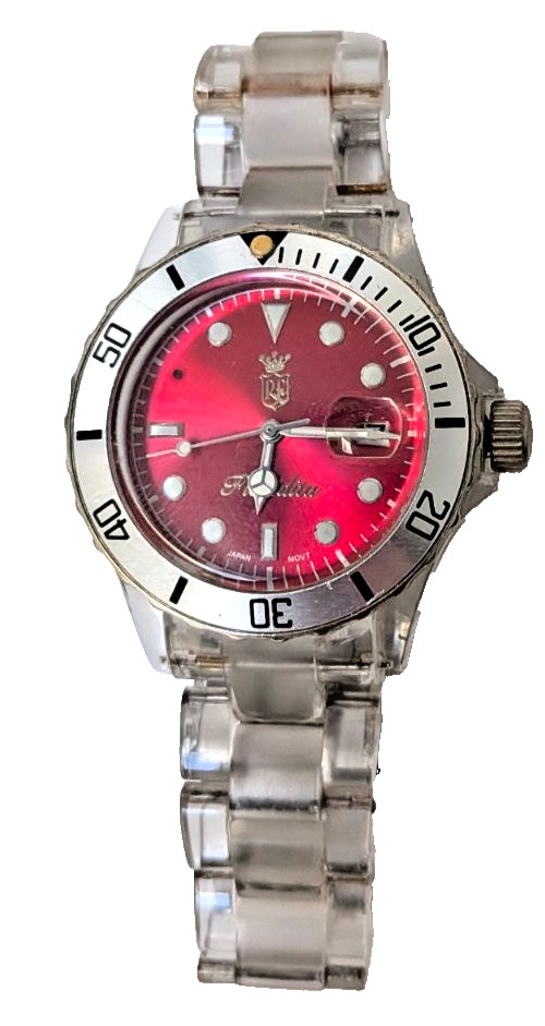 Transparent Polycarbonate Watch Floridita Red Dial Japan Movt Light