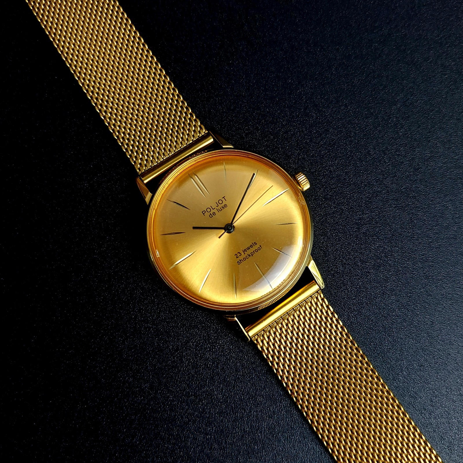 Vintage Wristwatch NOS Poljot De LUXE Ultra Slim Soviet Men’s Watch 23 Jewels