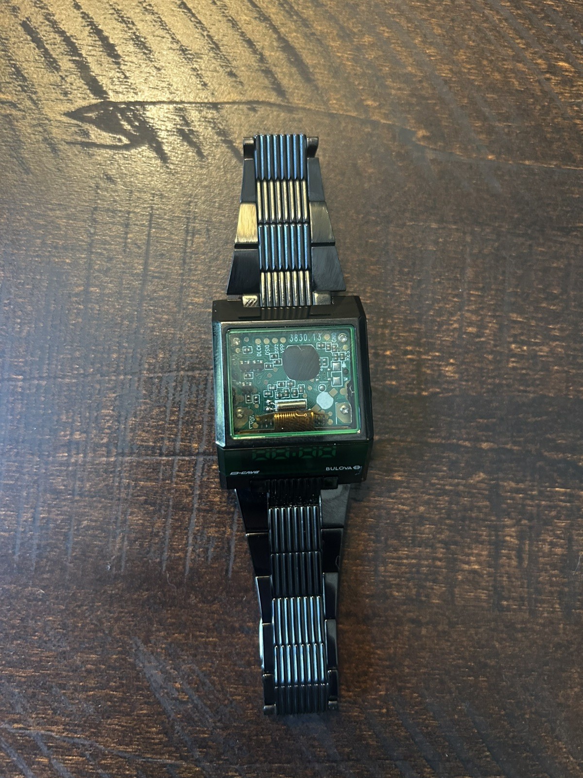 Bulova Computron D-Cave Men’s Black Digital Stainless Steel Watch 31MM 98C140