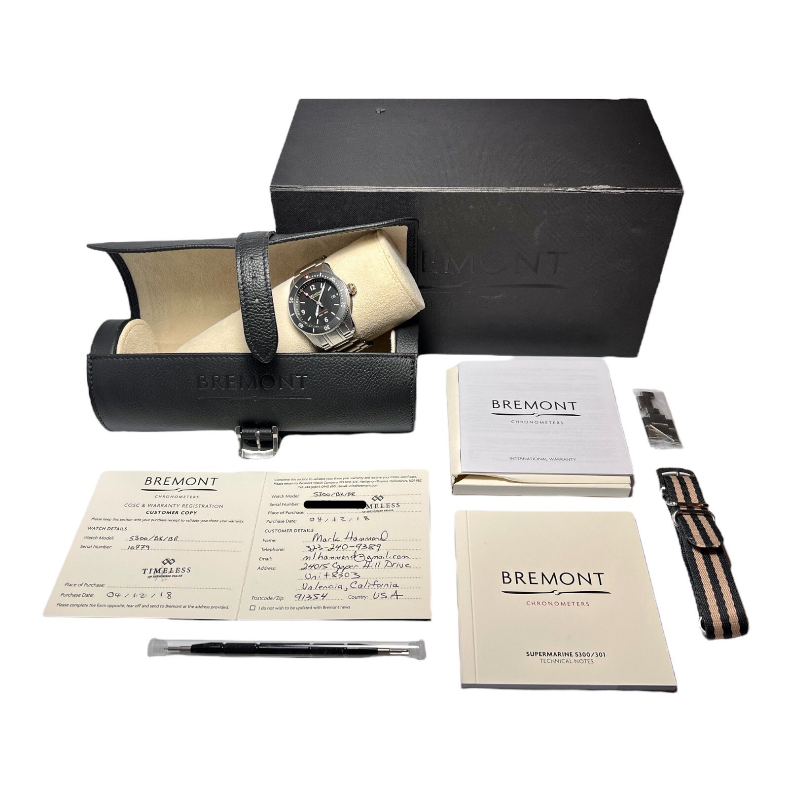 Bremont Supermarine Type 300 Automatic 40mm Steel Mens Watch Date S300/BK