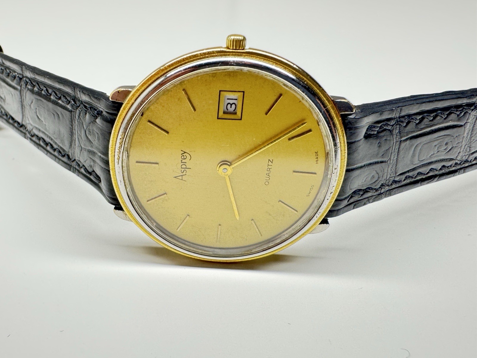 asprey london 6 jewels quartz beautiful slick vintage swiss made wristwatch