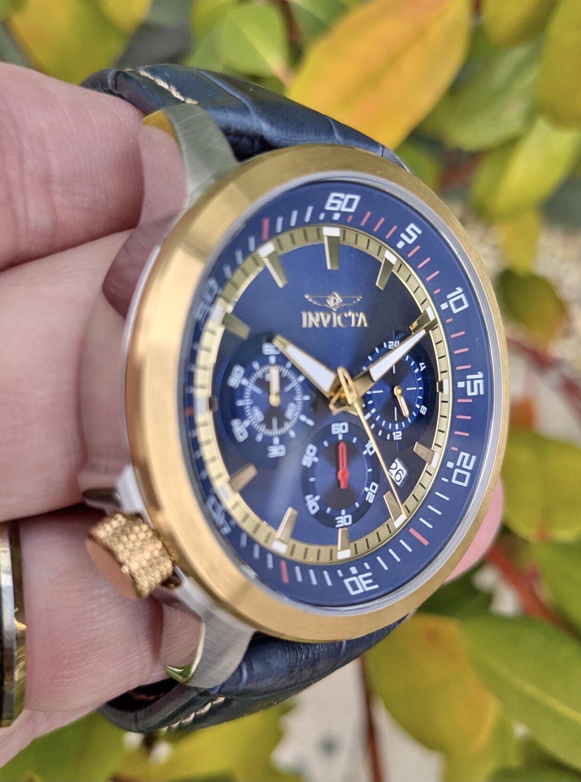 INVICTA SPECIALTY CHRONO-INNER ROTATING BEZEL+EXTRA LTHR STRAP & LINK TOOL OPTN