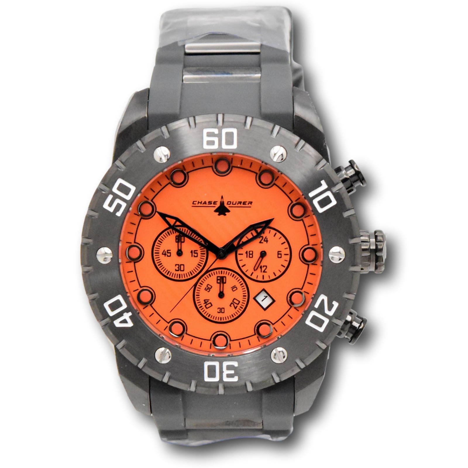 Chase Durer Men’s Orange Full Lume Dial 50mm Gray Chronograph Watch CDW-0119