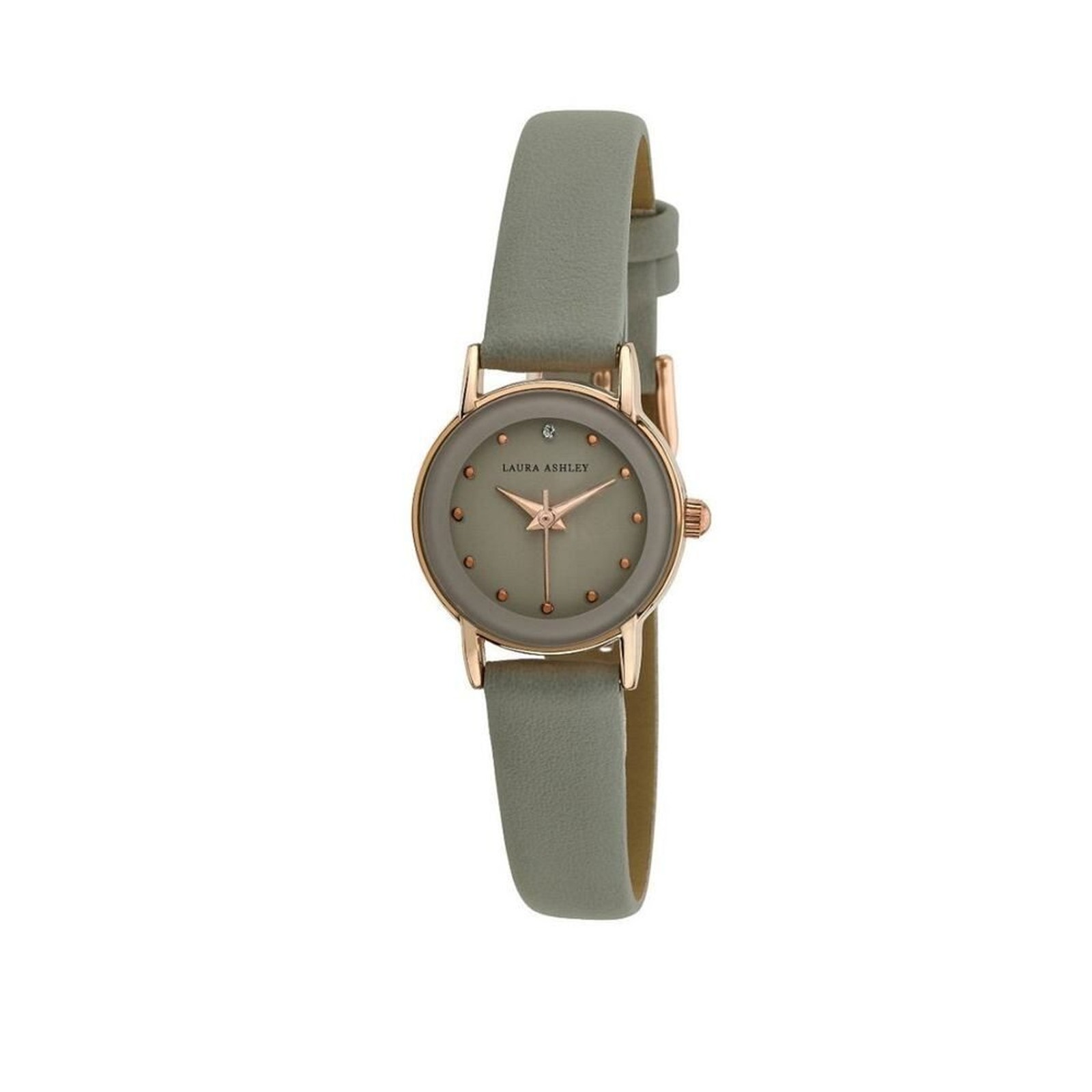 Laura Ashley Women’s Gray Faux Leather Strap Watch 24mm
