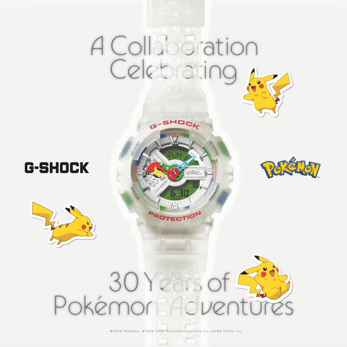 IN HAND – SHIPS NOW – Casio G-SHOCK x Pokémon 30th Anniversary GA110PKM-7A