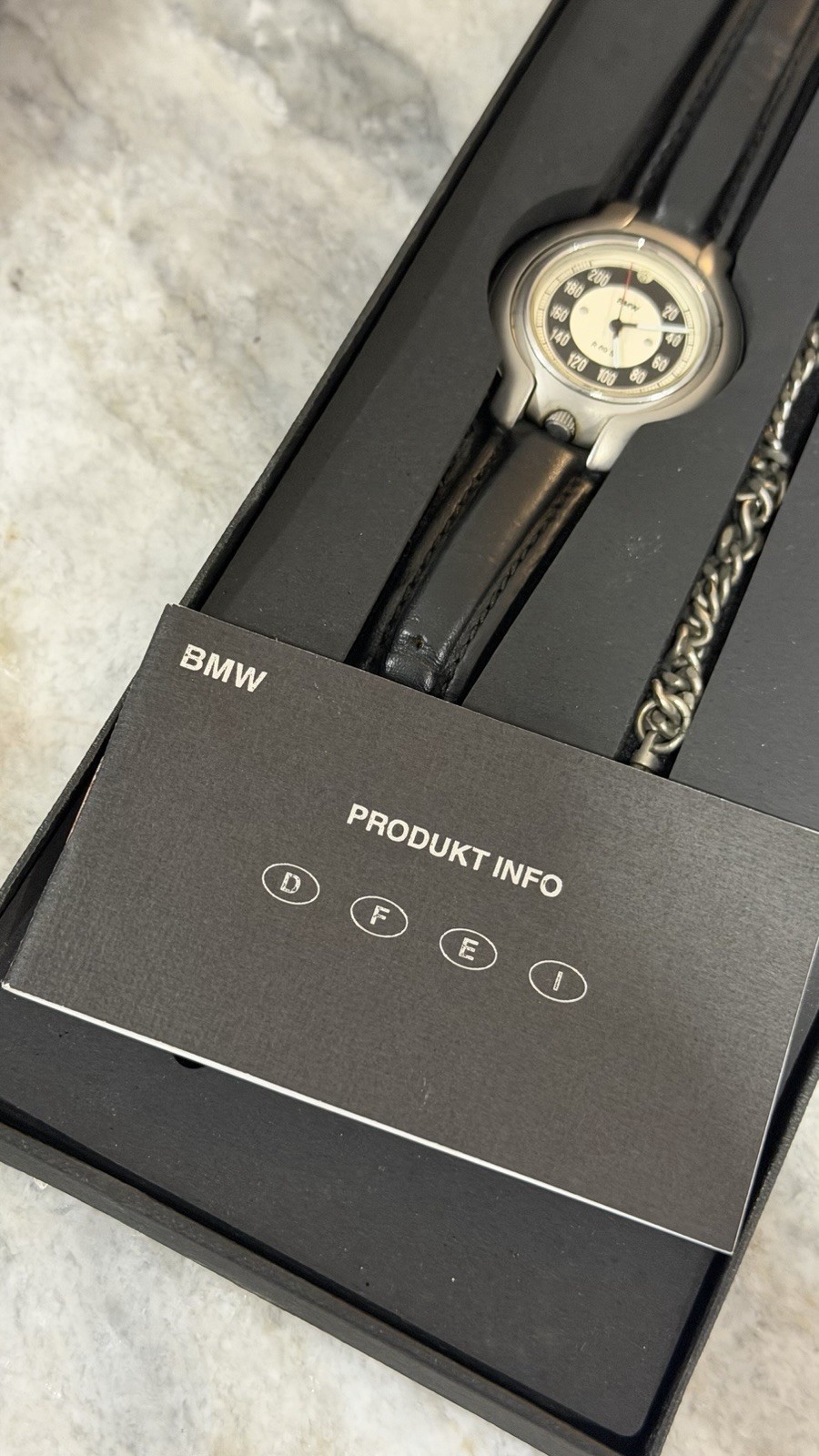 BMW R 69 S Automatic Mechanical Wristwatch Black Leather Strap Box & Manual