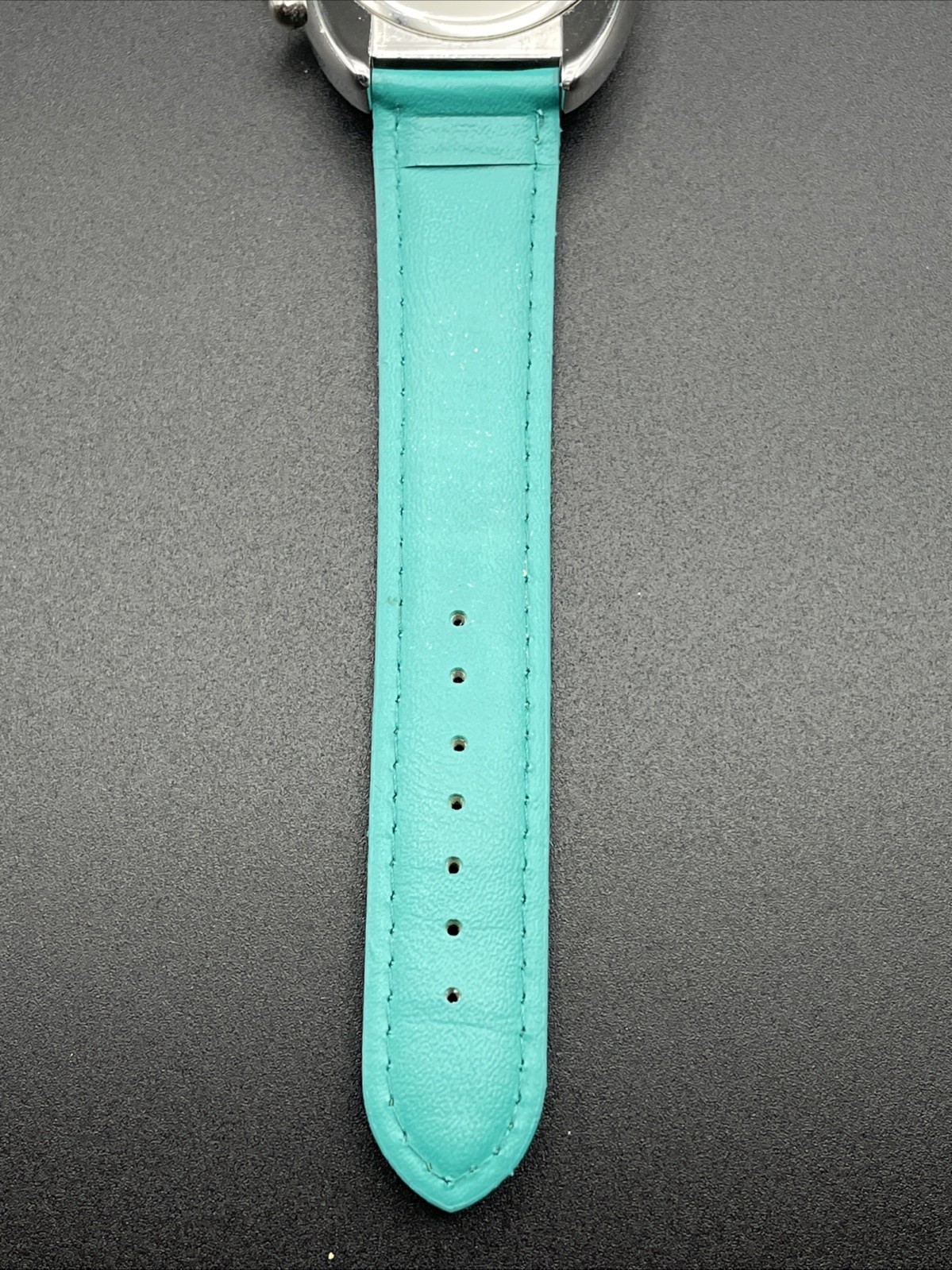 Geneva Chronograph Green Round Silver Tone Case Green Faux Leather Band Watch
