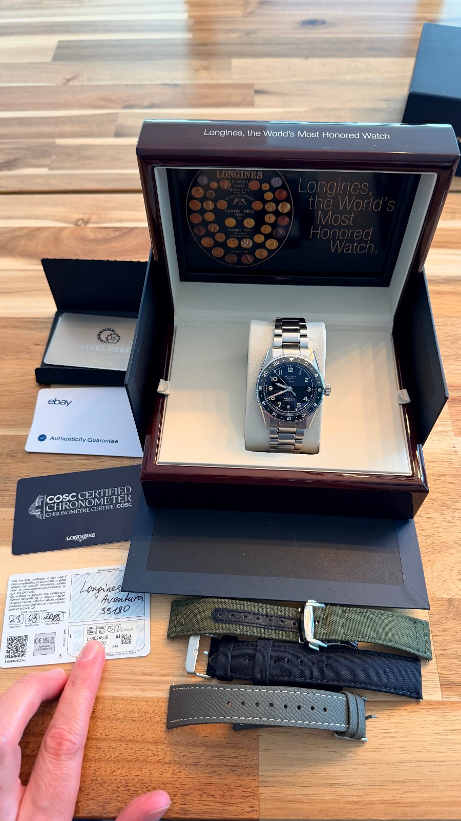 Longines Spirit Zulu Time 39mm Black Dial Steel Men’s Watch L38024536 | Full Set
