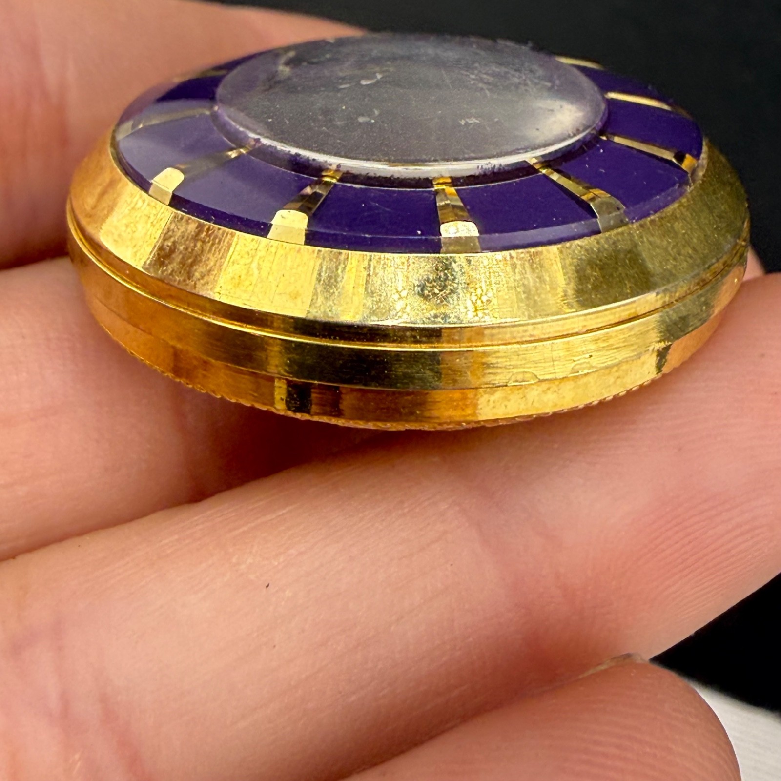 Vintage Lucerne Woman’s Pocket Watch Gold Tone Blue Enamel Does Not Wind Or Tick