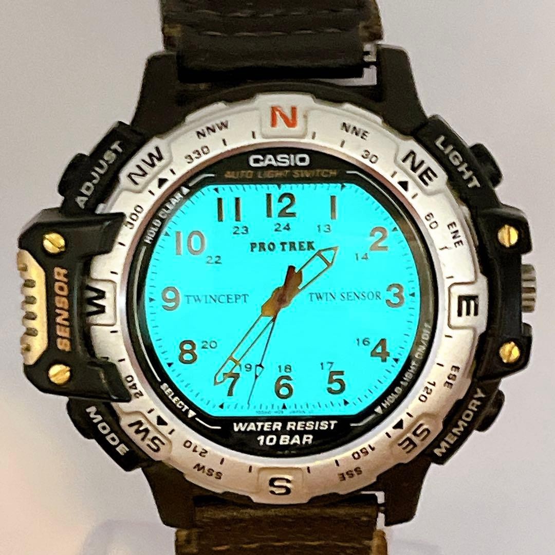 CASIO PRO TREK PRT-50 Leather Strap Men’s Watch, Working Condition From Japan